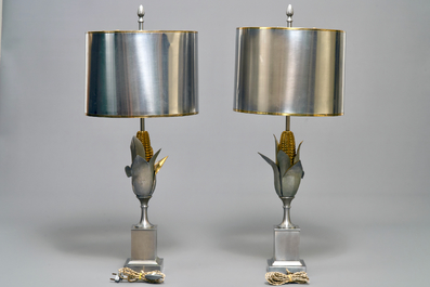 Une paire de lampes aux &eacute;pis de bl&eacute;, sign&eacute;s Maison Charles, vers 1960